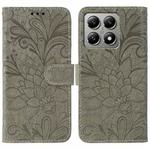 For Xiaomi 14T Lace Flower Embossing Flip Leather Phone Case(Grey)