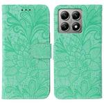 For Xiaomi 14T Lace Flower Embossing Flip Leather Phone Case(Green)