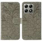 For Xiaomi 14T Pro Lace Flower Embossing Flip Leather Phone Case(Grey)