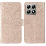 For Xiaomi 14T Pro Lace Flower Embossing Flip Leather Phone Case(Rose Gold)