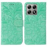 For Xiaomi 14T Pro Lace Flower Embossing Flip Leather Phone Case(Green)