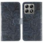 For Xiaomi 14T Pro Lace Flower Embossing Flip Leather Phone Case(Dark Blue)