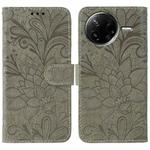 For Xiaomi Poco F7 Pro / Redmi K80 Lace Flower Embossing Flip Leather Phone Case(Grey)