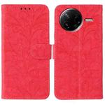For Xiaomi Poco F7 Pro / Redmi K80 Lace Flower Embossing Flip Leather Phone Case(Red)
