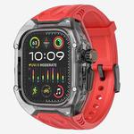 For Apple Watch Ultra 49mm Modified PC Hybrid TPU Watch Case Band(Red Clear Black)