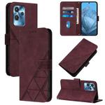 For Oukitel C32 Crossbody 3D Embossed Flip Leather Phone Case(Wine Red)