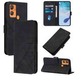 For Oukitel C33 Crossbody 3D Embossed Flip Leather Phone Case(Black)
