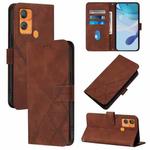 For Oukitel C33 Crossbody 3D Embossed Flip Leather Phone Case(Brown)