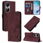 For Oukitel C38 Crossbody 3D Embossed Flip Leather Phone Case(Wine Red)