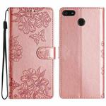 For Motorola Moto E6 Play Cherry Blossom Butterfly Skin Feel Embossed PU Phone Case(Rose Gold)