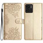 For Motorola Edge 40 Cherry Blossom Butterfly Skin Feel Embossed PU Phone Case(Gold)