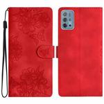 For Motorola Moto G10 / G30 / G20 Cherry Blossom Butterfly Skin Feel Embossed PU Phone Case(Red)