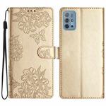 For Motorola Moto G10 / G30 / G20 Cherry Blossom Butterfly Skin Feel Embossed PU Phone Case(Gold)