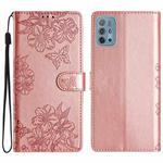 For Motorola Moto G10 / G30 / G20 Cherry Blossom Butterfly Skin Feel Embossed PU Phone Case(Rose Gold)