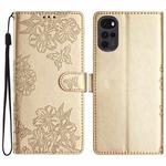 For Motorola Moto G22 Cherry Blossom Butterfly Skin Feel Embossed PU Phone Case(Gold)