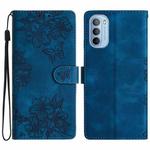 For Motorola Moto G31 / G41 Cherry Blossom Butterfly Skin Feel Embossed PU Phone Case(Blue)