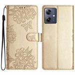 For Motorola Moto G54 5G Cherry Blossom Butterfly Skin Feel Embossed PU Phone Case(Gold)