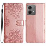 For Motorola Moto G84 5G Cherry Blossom Butterfly Skin Feel Embossed PU Phone Case(Rose Gold)