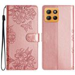For Motorola Moto G15 Cherry Blossom Butterfly Skin Feel Embossed PU Phone Case(Rose Gold)