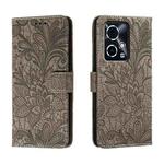 For Honor 90 GT Lace Flower Embossing Flip Leather Phone Case(Grey)