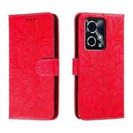 For Honor 90 GT Lace Flower Embossing Flip Leather Phone Case(Red)