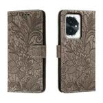 For Honor 100 Lace Flower Embossing Flip Leather Phone Case(Grey)