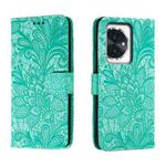 For Honor 100 Lace Flower Embossing Flip Leather Phone Case(Green)