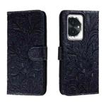 For Honor 100 Lace Flower Embossing Flip Leather Phone Case(Dark Blue)