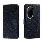 For Honor 100 Pro Lace Flower Embossing Flip Leather Phone Case(Dark Blue)