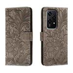 For Honor 200 Lite Global Lace Flower Embossing Flip Leather Phone Case(Grey)
