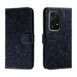For Honor 200 Lite Global Lace Flower Embossing Flip Leather Phone Case(Dark Blue)