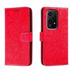 For Honor 200 Lite Global Lace Flower Embossing Flip Leather Phone Case(Red)