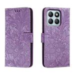 For Honor X8B Lace Flower Embossing Flip Leather Phone Case(Purple)