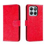 For Honor X8B Lace Flower Embossing Flip Leather Phone Case(Red)