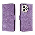 For Honor X50i+ Lace Flower Embossing Flip Leather Phone Case(Purple)