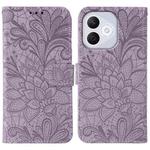 For Honor 400 Lite Lace Flower Embossing Flip Leather Phone Case(Purple)