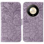 For Honor Magic6 Lite / X50 / X9b Lace Flower Embossing Flip Leather Phone Case(Purple)