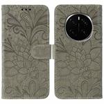 For Honor Magic7 Pro Lace Flower Embossing Flip Leather Phone Case(Grey)
