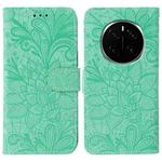 For Honor Magic7 Pro Lace Flower Embossing Flip Leather Phone Case(Green)
