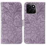For Honor X7c / Play 60 Plus Lace Flower Embossing Flip Leather Phone Case(Purple)