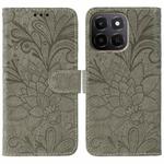 For Honor X6c 4G Lace Flower Embossing Flip Leather Phone Case(Grey)