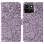 For Honor X6c 4G Lace Flower Embossing Flip Leather Phone Case(Purple)
