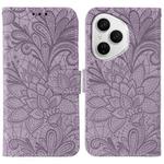 For Honor 400 Pro Global 160.8mm Lace Flower Embossing Flip Leather Phone Case(Purple)