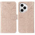 For Honor 400 Pro Global 160.8mm Lace Flower Embossing Flip Leather Phone Case(Rose Gold)