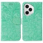 For Honor 400 Pro Global 160.8mm Lace Flower Embossing Flip Leather Phone Case(Green)