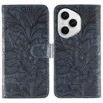 For Honor 400 Pro Global 160.8mm Lace Flower Embossing Flip Leather Phone Case(Dark Blue)