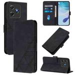 For Blackview Wave 8C Crossbody 3D Embossed Flip Leather Phone Case(Black)