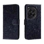 For OnePlus 12 Lace Flower Embossing Flip Leather Phone Case(Dark Blue)