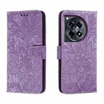 For OnePlus ACE 3 Lace Flower Embossing Flip Leather Phone Case(Purple)