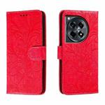 For OnePlus ACE 3 Lace Flower Embossing Flip Leather Phone Case(Red)